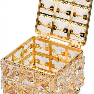 Organizator de bijuterii Aprilye, metal/sticla, auriu, 9 x 9 x 8 cm - Img 1