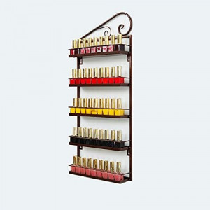 Organizator de perete cu 5 nivele pentru lac de unghii/uleiuri esentiale Tenine, metal, maro, 66,3 x 29,2 x 5,8 cm