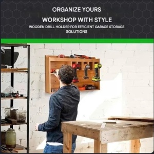 Organizator de scule electrice. montare pe perete, cu 5 sloturi agatare, depozitare solida a sculelor din lemn, garaj, atelier, depozit, Resigilat, Grad A - Img 2