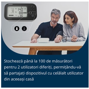 Pachet Tensiometru de brat automat OMRON M7 IT AFib, Tehnologie Intellisense, Adaptor AC original Omron, Alb, Resigilat, Grad A - Img 7