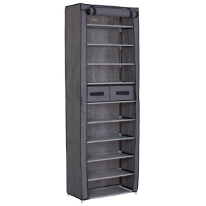 Pantofar textil GN Zipper, 10 nivele, 61 x 30 x 175 cm, gri