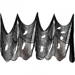 Panza de decor pentru Halloween Vohoney, tifon, negru, 5 x 2,15 m - Img 1