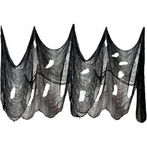 Panza de decor pentru Halloween Vohoney, tifon, negru, 5 x 2,15 m