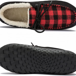 Papuci de camera TEGELE, textil/cauciuc, rosu/alb/negru, 45 - Img 7