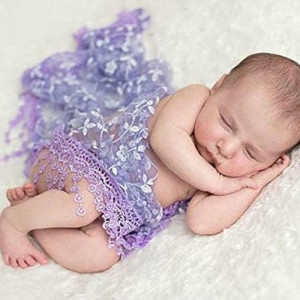 Patura cu dantela pentru bebelusi Matissa, textil, violet, 138 x 70 x 70 cm - Img 4