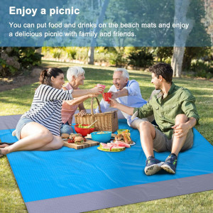 Patura pentru picnic Lineno, poliester, gri/albastru, 200 x 230 cm