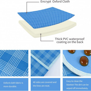 Patura picnic TKLake, PVC/tesatura oxford, albastru/alb, 150 x 200 cm - Img 5