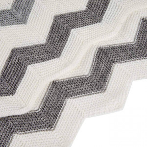 Patura tricotata pentru copii VIVILINEN, fibra poliacrilica, alb/gri, 76 x 102 cm - Img 4