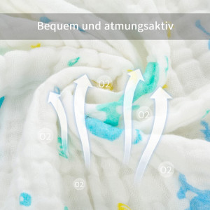 Paturita pentru bebelusi MINIMOTO, bumbac, alb/albastru, 110 x 110 cm - Img 6