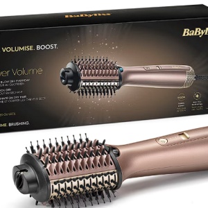 Perie cu aer cald BaByliss Air Power Volume AS95E 1000W, 3 trepte de temperatura, 2 trepte de viteza, roz, Resigilat, Grad A