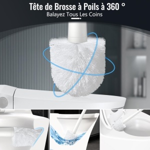 Perie de toaleta cu suport Sangfor, PP/silicon, alb, 14 x 44 cm