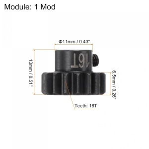 Pinion Sourcing Map, fonta, negru, 19 x 13 x 11 mm