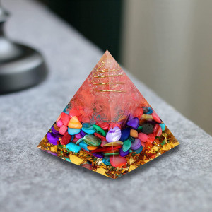 Piramida Orgone cu 11 cristale vindecatoare YORFULL, cristal, multicolor, 6 x 6 cm - Img 4
