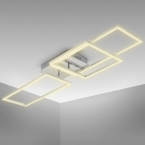 Plafoniera B.K.Licht, LED, metal/acril, alb/crom, 92,8 x 18 x 10 cm