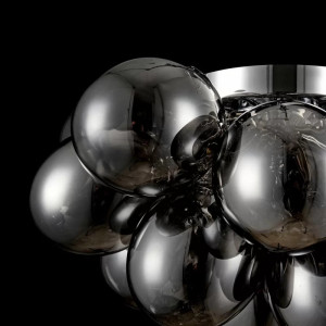 Plafoniera Horace, 4 lumini, metal/sticla, crom/gri. 25 x 38 x 38 cm