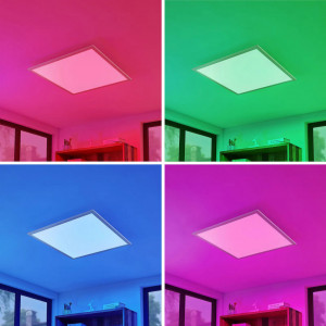 Plafoniera Kjetil, LED, RGB, aluminiu/plastic, gri/alb, 62 x 62 x 5,2 cm - Img 8