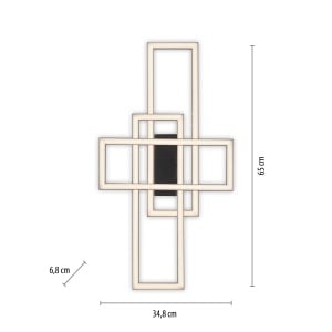 Plafoniera LED Iven, metal/plastic, negru, 19W, 65 x 34.8 x 6.8 cm