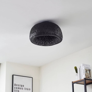 Plafoniera Linbdby Eksil, din ratan sintetic negru, soclu E27 , diametru 46.5cm, LINDBY - Img 4
