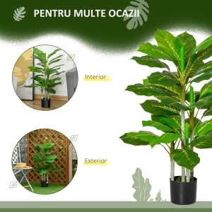 Planta artificiala in ghiveci Re-Bloom, PEVA/PE/ciment, inaltime 95 cm, 33 frunze, vas diametru 15x13 cm, verde/negru - Verificat A · Re-Bloom - Img 6