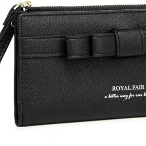 Portofel pentru dama ROYALFAIR, piele PU, negru, 19,5 x 9, 5 cm