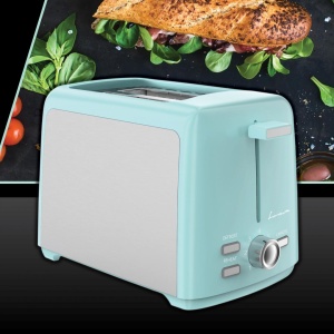 Prajitor de paine Fram FTP-8007SSGR, Putere 800W, 2 felii, 7 niveluri rumenire, Verde/Argintiu - Img 2
