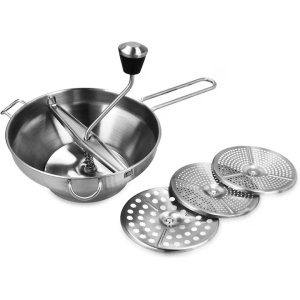 Presa pentru piure de legume si fructe, din otel inoxidabil, 19 cm, 3 discuri de macinat, filtru sos, Resigilat, Grad A