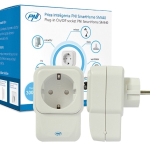 Priza inteligenta PNI SmartHome SM440 ON / OFF la orice dispozitiv electric prin internet, Resigilat, Grad A