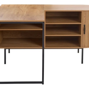 Produs Resigilat Birou de colt Re-Bloom Solari, MDF/fier, 140x140x72 cm, spatiu depozitare, 30 kg, maro/negru - Verificat A - Img 3