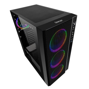 Produs Resigilat Carcasa Spacer Rainbow, ATX, MidTower, Gaming, fara sursa, sticla securizata, 4 x fan, USB 2.0 x 2, USB 3.0 x 1, mesh, fan controller (inclusiv RGB), telecomanda, â€žSPCS-GC-RAINBOWâ€ - Img 3