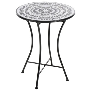 Produs Resigilat Masa bistro Re-Bloom Comiso, fier/ceramica, 60x60x75 cm, 2 persoane, 50 kg, rezistenta UV, negru/alb - Verificat A