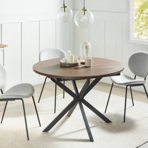 Produs Resigilat Masa extensibila Re-Bloom Friona, MDF/fier, 110-140x110x75 cm, 6 persoane, maro inchis/negru - Verificat A - Img 2
