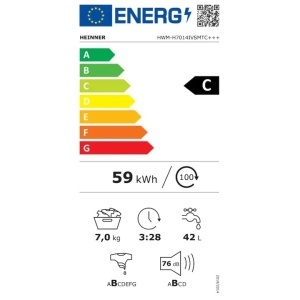 Produs Resigilat MASINA DE SPALAT RUFE SLIM HEINNER HWM-H7014IVSMTC+++, CAPACITATE 7KG, VITEZA DE CENTRIFUGARE 1400RPM, CLASA ENERGETICA C, MOTOR INVERTER, 15 PROGRAME, DISPLAY LED, PROGRAM RAPID 15 MIN, PROGRAM ALLERGY STEAM, PROGRAM BABY STEAM CARE, FUN - Img 5