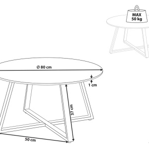 Produs Resigilat Masuta de cafea Re-Bloom Ivins, ceramica/fier, 80x80x40 cm, 50 kg, bej/alb/negru - Verificat A - Img 4