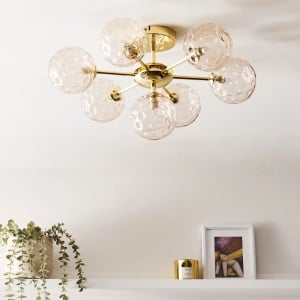 Produs Resigilat Plafoniera Re-Bloom Anadyr, sticla/metal, 52x52x28 cm, 7 lumini G9 max 25W, 230V, bec neinclus, auriu - Verificat A - Img 6