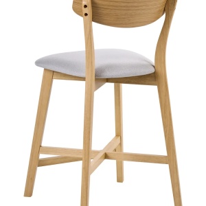 Produs Resigilat Set 2 scaune de bar Re-Bloom Hope, lemn cauciuc/textil, 49x54x93 cm, 110 kg, natur/gri - Verificat A - Img 5