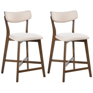 Produs Resigilat Set 2 scaune de bar Re-Bloom Yuma, lemn cauciuc/MDF/textil, 50x54x93 cm, spuma, 110 kg, alb/maro inchis - Verificat A