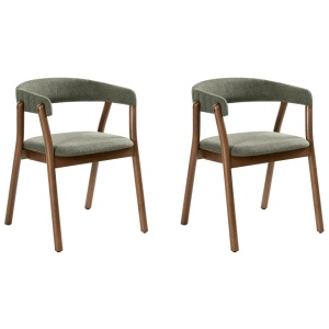Produs Resigilat Set 2 scaune de bucatarie Re-Bloom Mylo, textil/MDF, 58x56x77 cm, spuma, 120 kg, maro inchis/verde - Verificat A