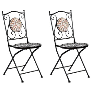 Produs Resigilat Set 2 scaune de gradina Re-Bloom Casario, fier/ciment/sticla, 40x44x90 cm, pliabile, 120 kg, multicolor - Verificat A