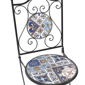 Produs Resigilat Set 2 scaune de gradina Re-Bloom Civita, fier/ceramica, 40x45x90 cm, 150 kg, multicolor - Verificat A - Img 3