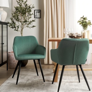 Produs Resigilat Set 2 scaune de masa Re-Bloom Casmalia, catifea, 60x66x80 cm, sezut 50x36 cm, 150 kg, verde inchis/negru - Verificat A - Img 2