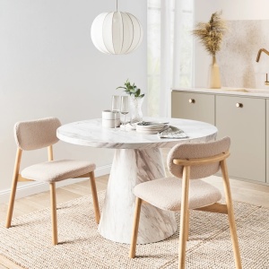 Produs Resigilat Set 2 scaune de masa Re-Bloom Mills, textil/MDF/spuma, 50x58x80 cm, sezut 50x45 cm, 120 kg, natur/bej deschis - Verificat A - Img 6