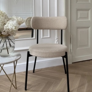 Produs Resigilat Set 2 scaune dining Allison, boucle/otel, 47x52x77 cm, 120 kg, bej deschis si negru - Verificat A - Img 5