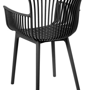 Produs Resigilat Set 4 scaune de gradina Re-Bloom Pesaro, polipropilena, 58x45x84 cm, 150 kg, negru - Verificat A - Img 5