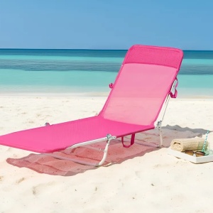 Produs Resigilat Sezlong extensibil Re-Bloom Kastoria, plasa/PVC/otel, 52x185x20-80 cm, 120 kg, fuchsia - Verificat A - Img 6
