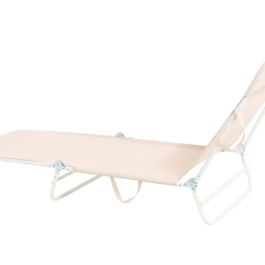 Produs Resigilat Sezlong rabatabil Re-Bloom Kastoria, plasa/PVC/otel, 52x185x20-80 cm, 120 kg, alb/bej - Verificat A - Img 3