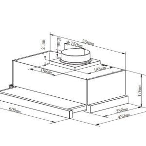 Produs Resigilat Telescopic cooker hood Heinner HTCH-440GBK, 60cm, Max suction power: 325 m3/h, 2 power levels, Motor: 1 x 65W, LED light: 1 x 2W, 2 aluminum filters, Air outlet diameter: 150 mm, Dimensions ( WxDxH): 60x(28-43)x17.6 cm, Color: Black glass - Img 2