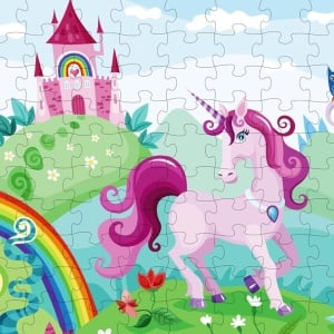 Puzzle cu unicorn pentru copii Mulic, 100 piese, carton, multicolor, 42 x 30 cm, +3 ani