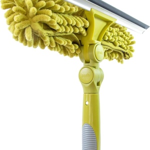 Racleta cu pamatuf compatibila cu manerul extensibil DocaPole, microfibra/cauciuc/plastic, galben/negru