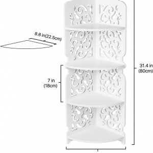 Raft de colt Flexzion, plastic/lemn, alb, 32 x 22,5 x 80 cm