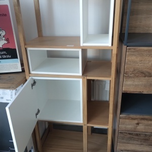 Raft de depozitare Insar by Otto, MDF, natur/alb, 70 x 38 x 199 cm